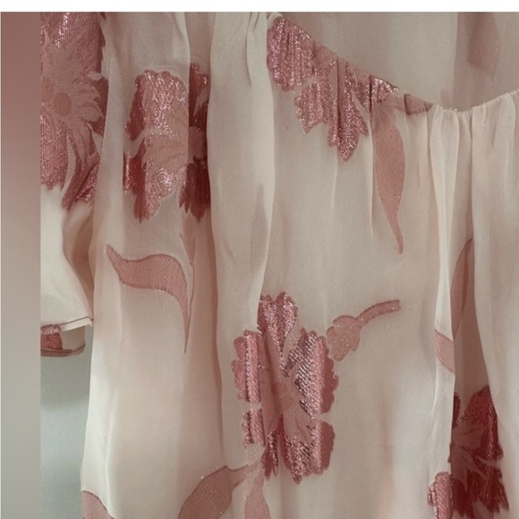 Rebecca Taylor Floral Off-Shoulder Pink Top. Size Medium. - Picture 3 of 9